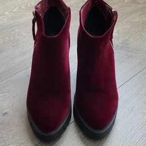 Burgundy booties